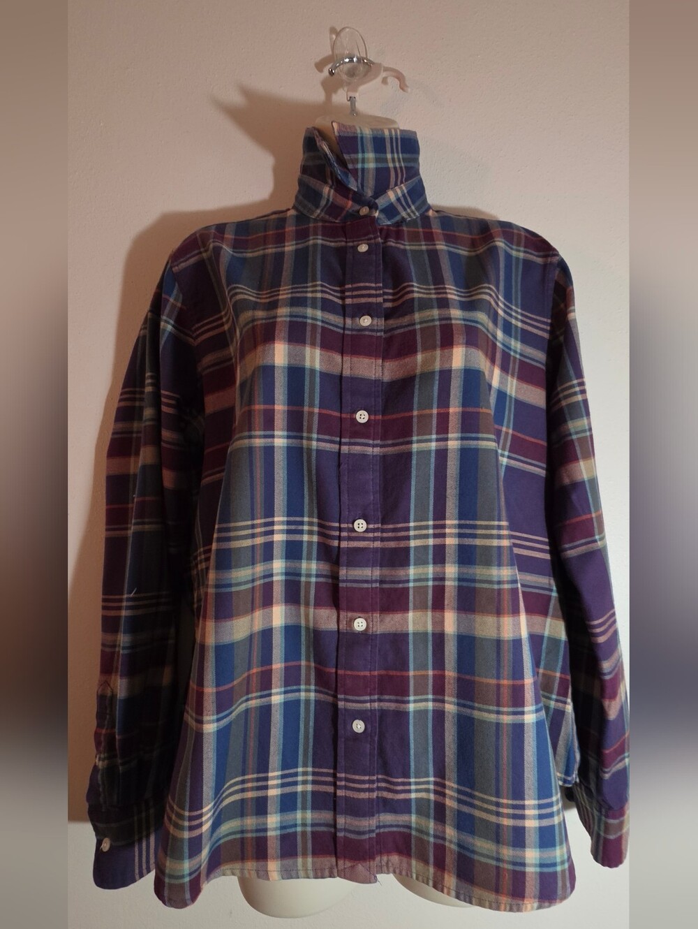 Lauren Ralph Lauren Purple Navy Blue Plaid Button-Down Shirt